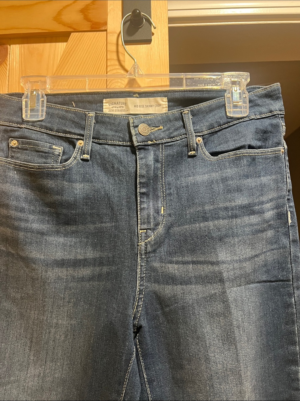 Signature by Levi Strauss Women's Skinny Jeans - Dark Wash Blue mid rise skinny